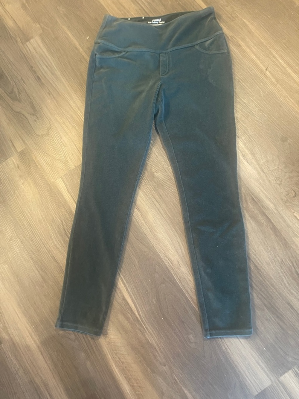 High-Waisted Green Corduroy Leggings with Contour Waistband